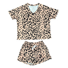 Women's Leopard Print Drawstring Top and Shorts Set product